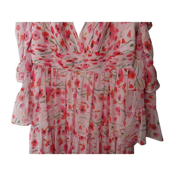 New with Tags Mac Duggal Floral Maxi Dress Size 12 Pink Poppy Print Formal - Picture 7 of 16